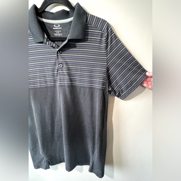 Oakley Hydrolix Regular Fit Men’s L Golf Polo Stripes Black Two-Tone Design‎ - Picture 13 of 13